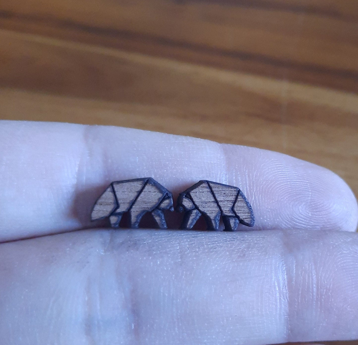 Ohrstecker Bär Eisbär Holz Ohrringe Stecker Origami