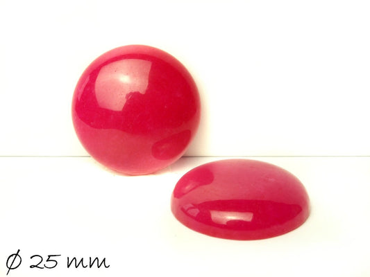 1 Stück Edelstein Cabochon, Jade, pink, Ø 25 mm