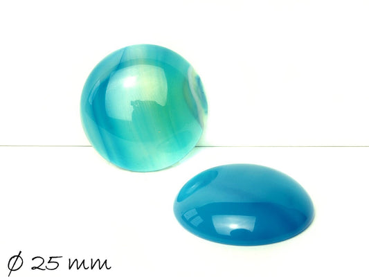 1 Stück Edelstein Cabochon, Achat, Ø 25 mm, blau