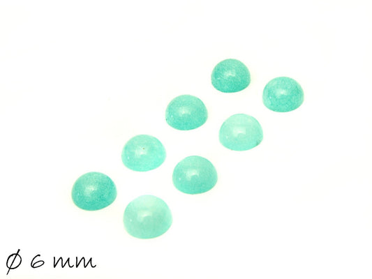 2 Stück Edelstein Cabochons, Jade, türkis, 6 mm