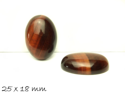 1 Stück ovaler Edelstein-Cabochon, roter Tigerauge, 25 x 18 mm