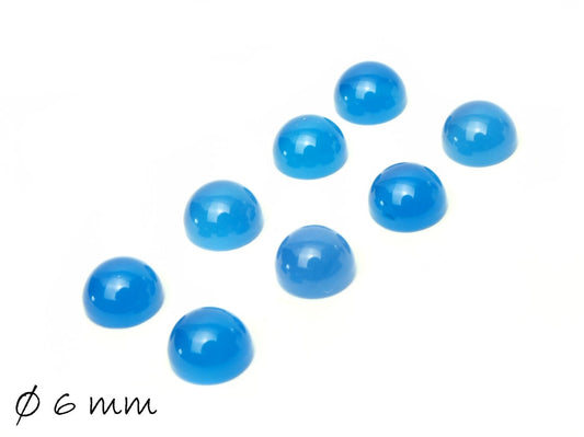 2 Stück Edelstein Cabochons, blauer Achat, 6 mm