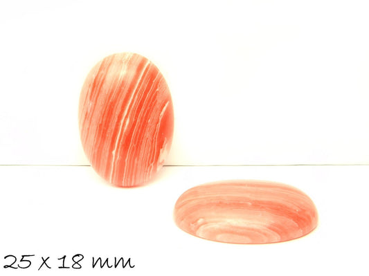 1 Stück ovaler Edelstein Cabochon, Rosenspat, Rhodochrosit, 25 x 18 mm