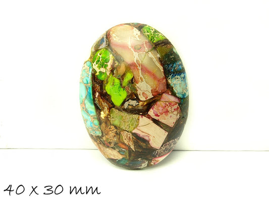 1 Stk Cabochon, synthetischer Regalit, 40 x 30 mm, bunt