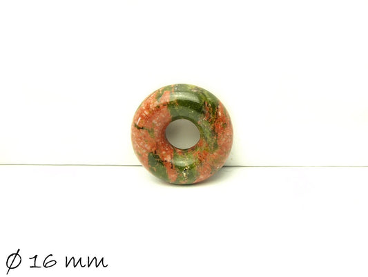 1 Stück Donut Anhänger Edelstein Unakite, Ø 16 mm