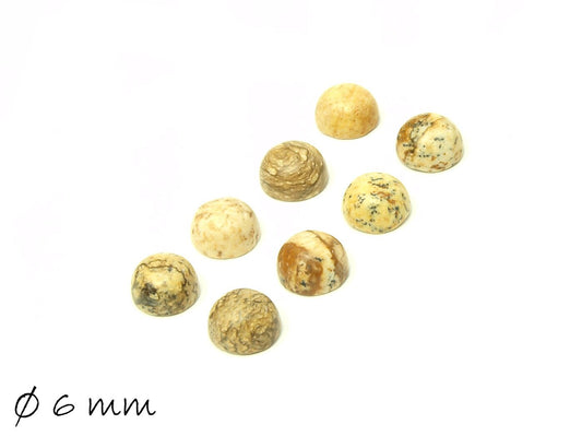2 Stück Edelstein Cabochons, Picture Jasper, 6 mm