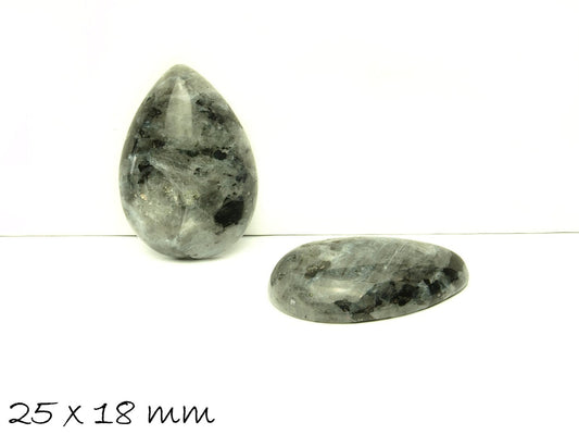 1 Stück Edelstein Cabochon Larvikit, Tropfen 25 x 18 mm