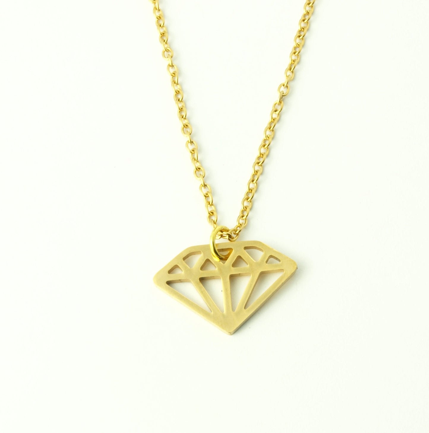 Kette Edelstahl Diamant geometrisch Schmuck golden