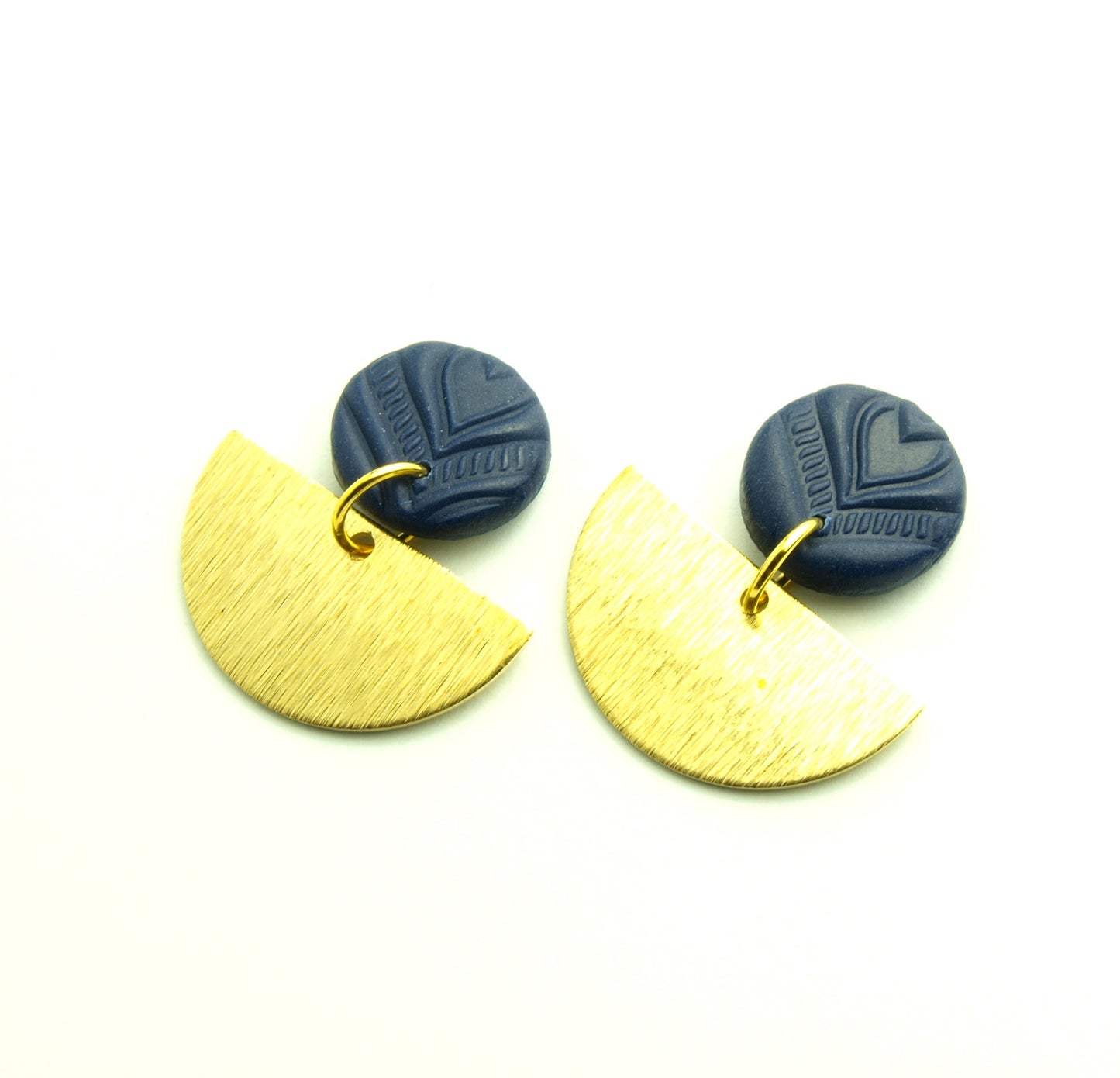 Statement Ohrringe Polymer Clay blau golden Ohrhänger nach Wahl