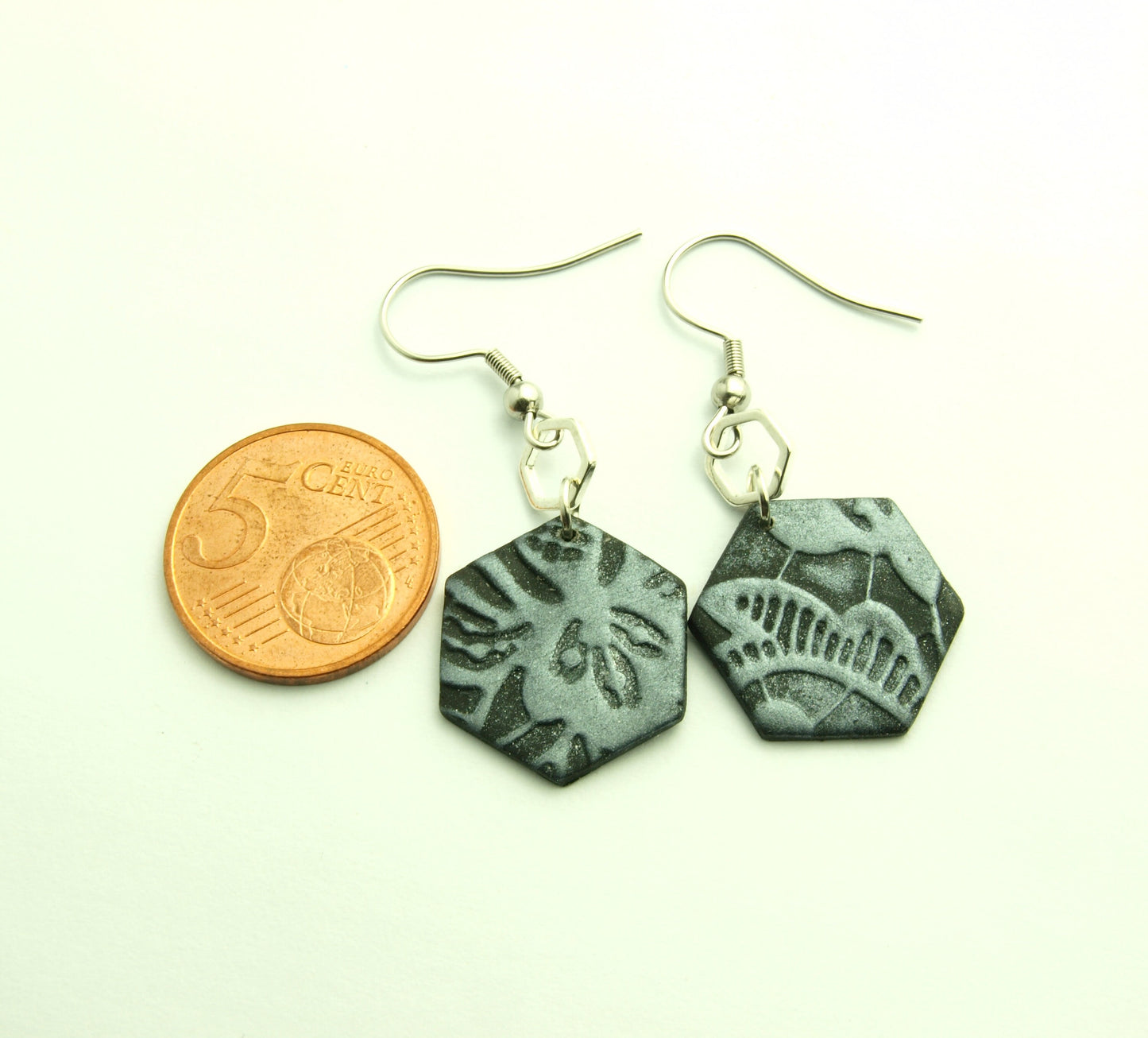 Statement Ohrringe Polymer Clay silber schwarz ethno Ohrhänger nach Wahl