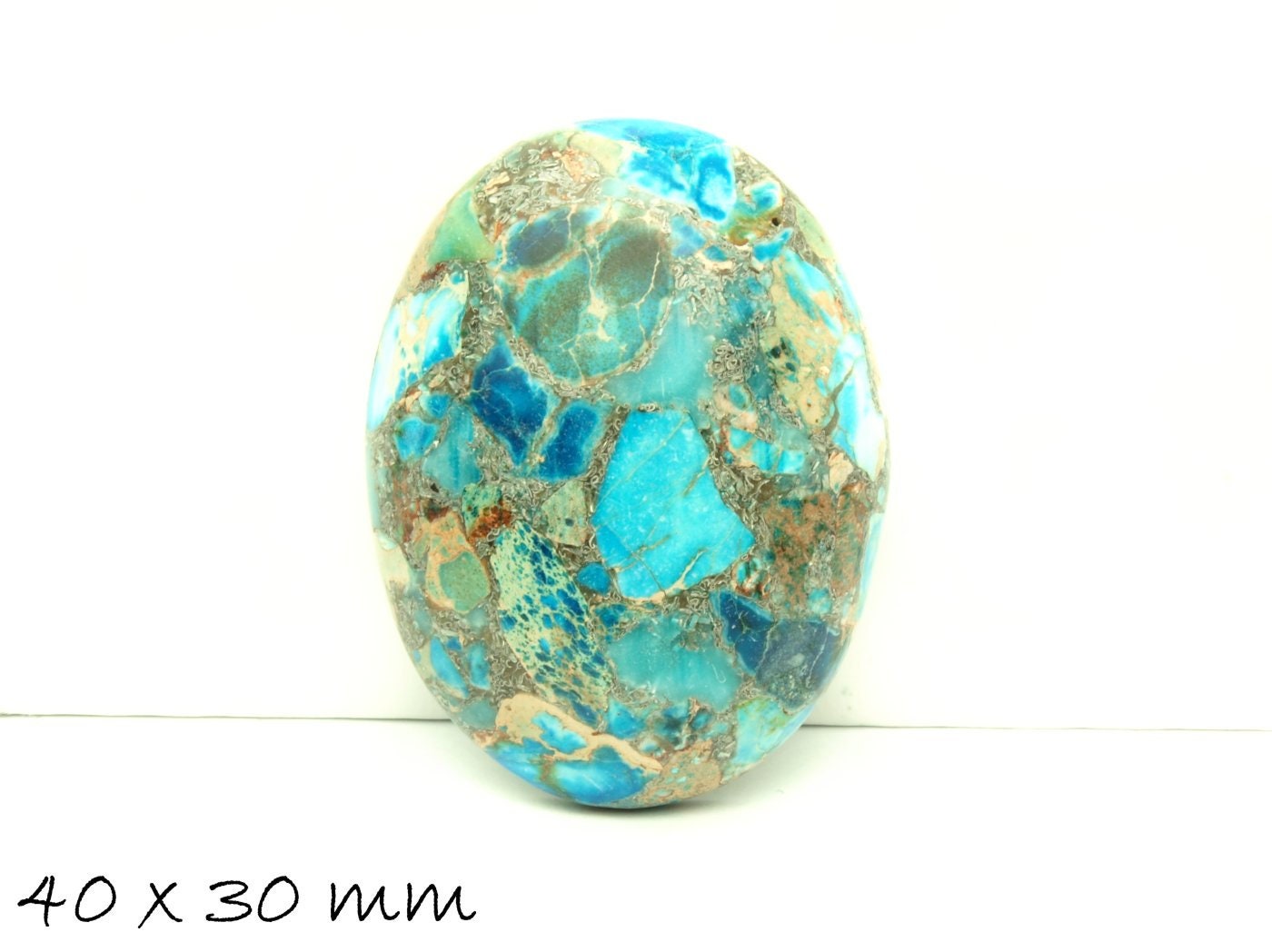 1 Stk Cabochon, synthetischer Regalit, 40 x 30 mm, hellblau