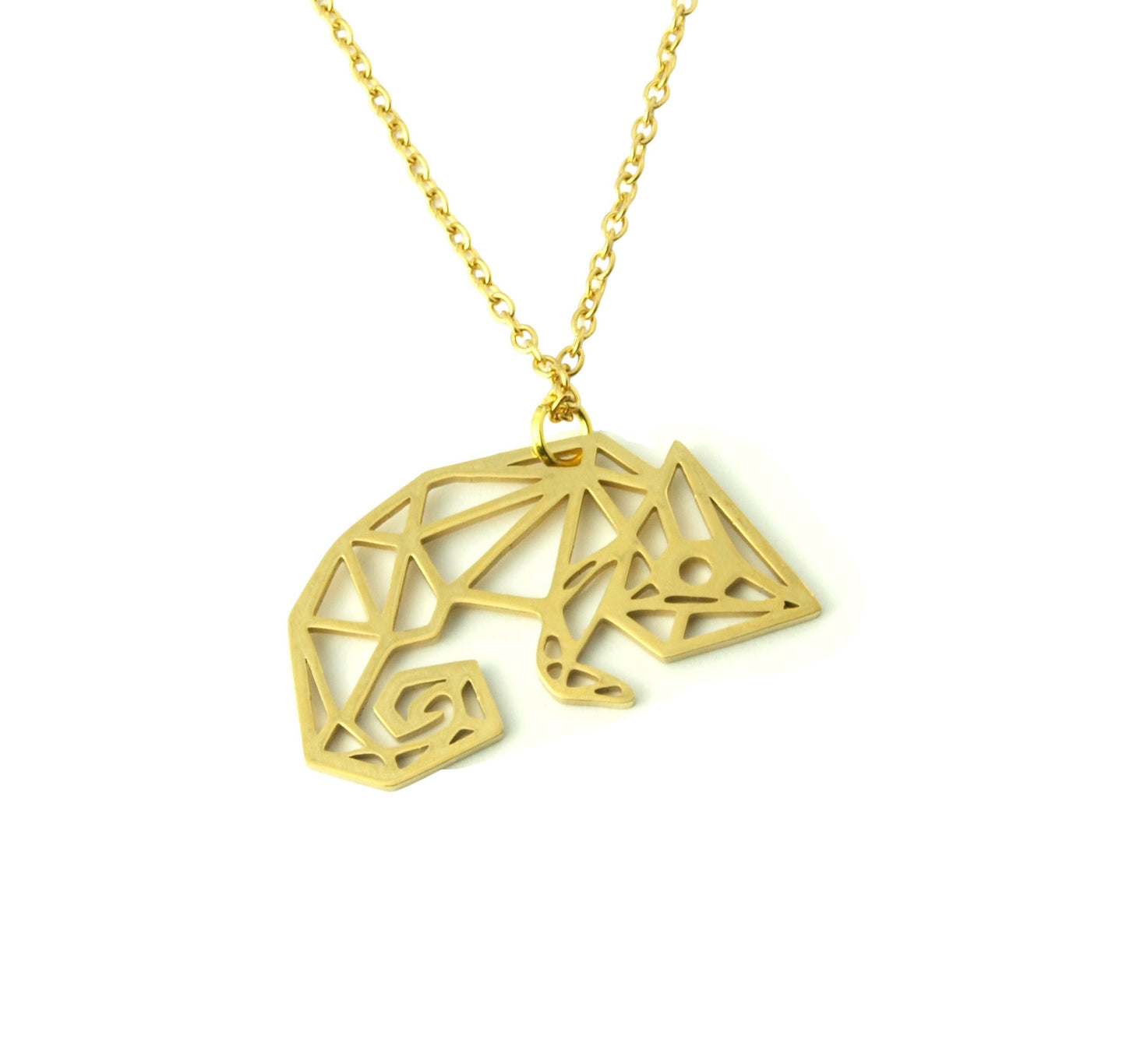 Kette mit Chamäleon geometrischer Edelstahl Anhänger golden