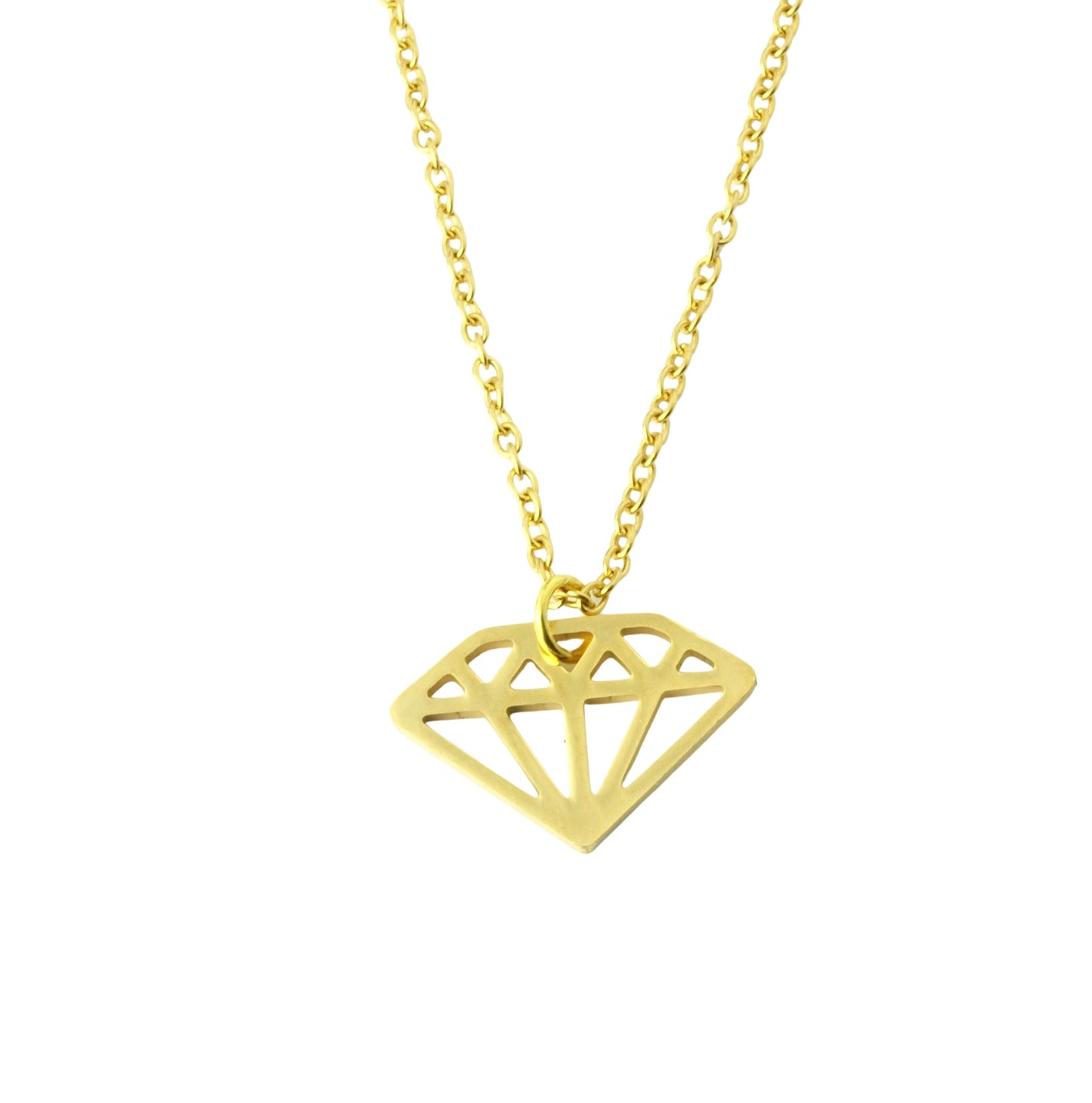 Kette Edelstahl Diamant geometrisch Schmuck golden