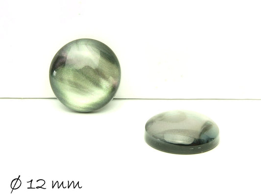 6 Stück runde Resin Cabochons in Perlmutt-Optik, Ø 12 mm