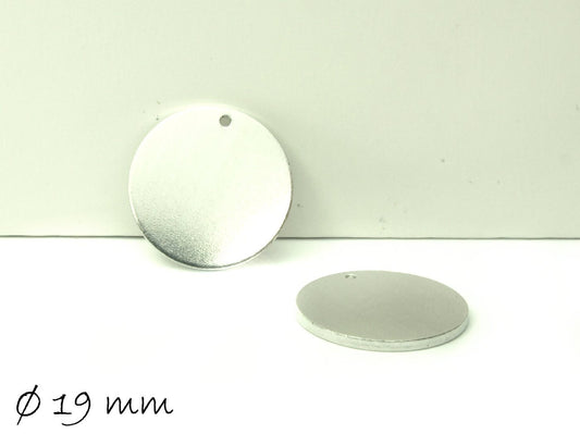 4 Stück runde Aluminium Stempel Plättchen,silber, Ø 19 mm