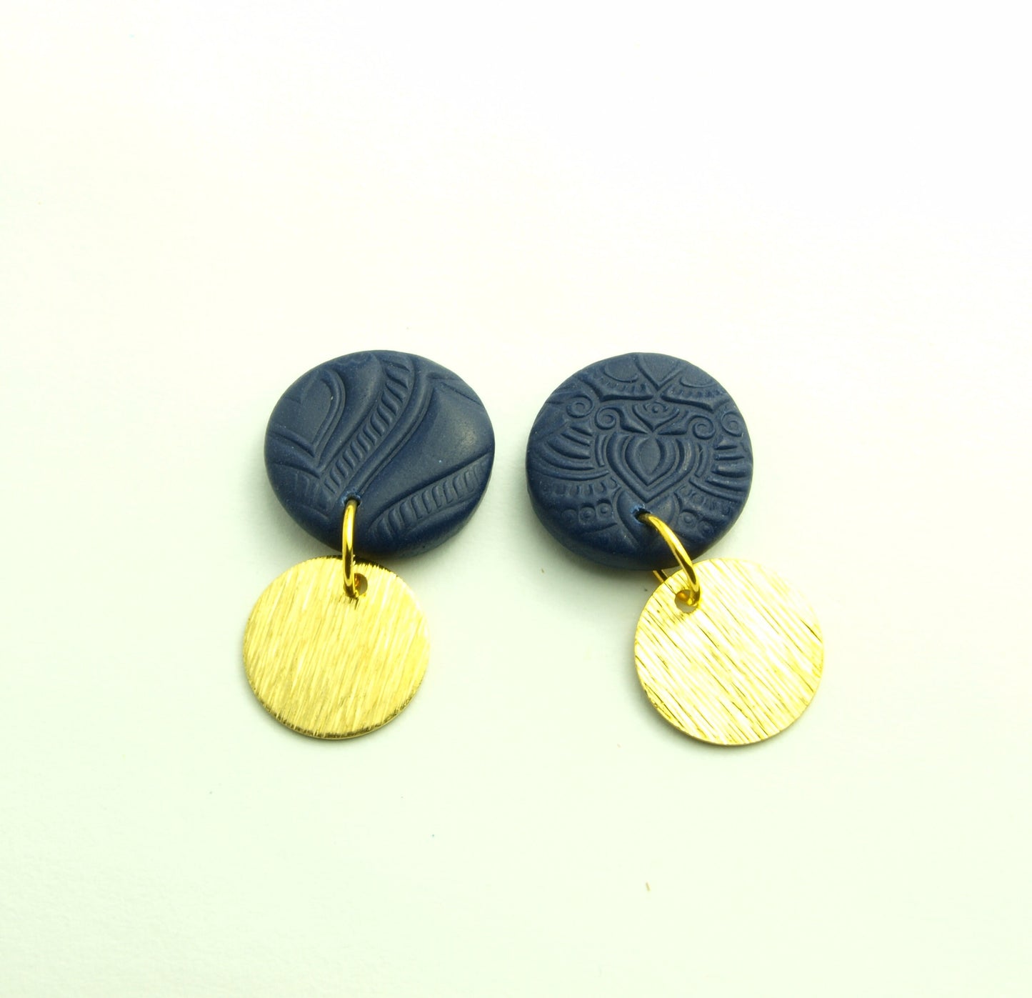 Statement Ohrringe Polymer Clay blau golden Ohrhänger nach Wahl