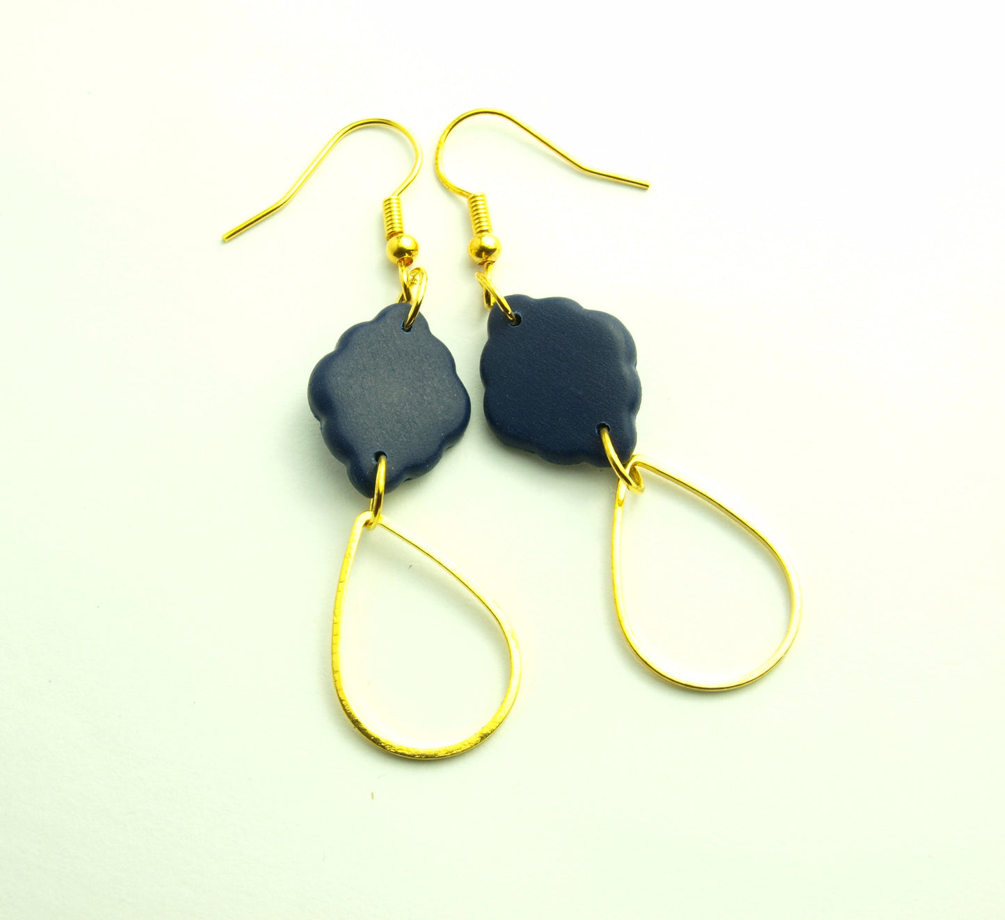 Statement Ohrringe Polymer Clay blau golden Ohrhänger nach Wahl