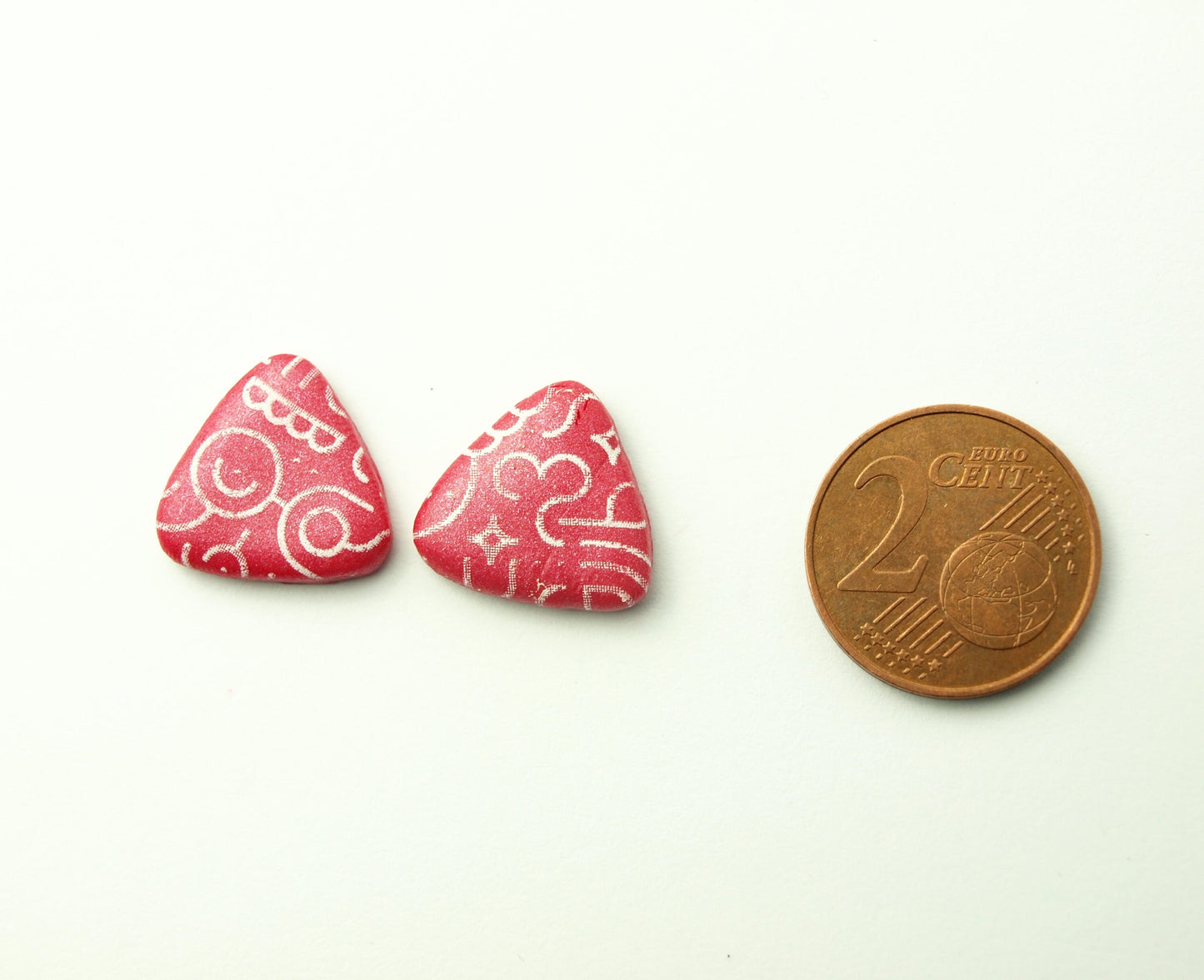 Ohrstecker Retro Muster rot weiß Polymer Clay Fimo Ohrringe Stecker nach Wahl