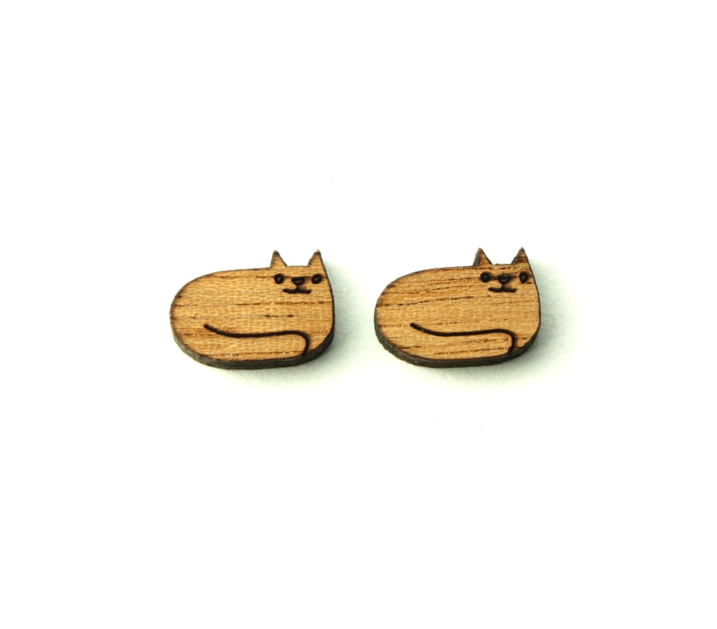 Ohrstecker liegende Katze Holz Ohrringe Stecker Comic