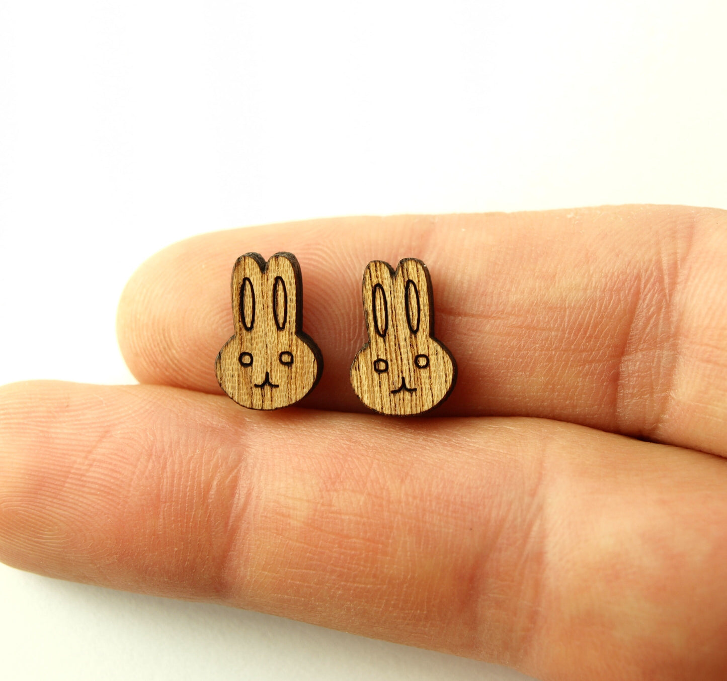 Ohrstecker Hase Kaninchen Holz Ohrringe Kawaii Comic Stecker nach Wahl