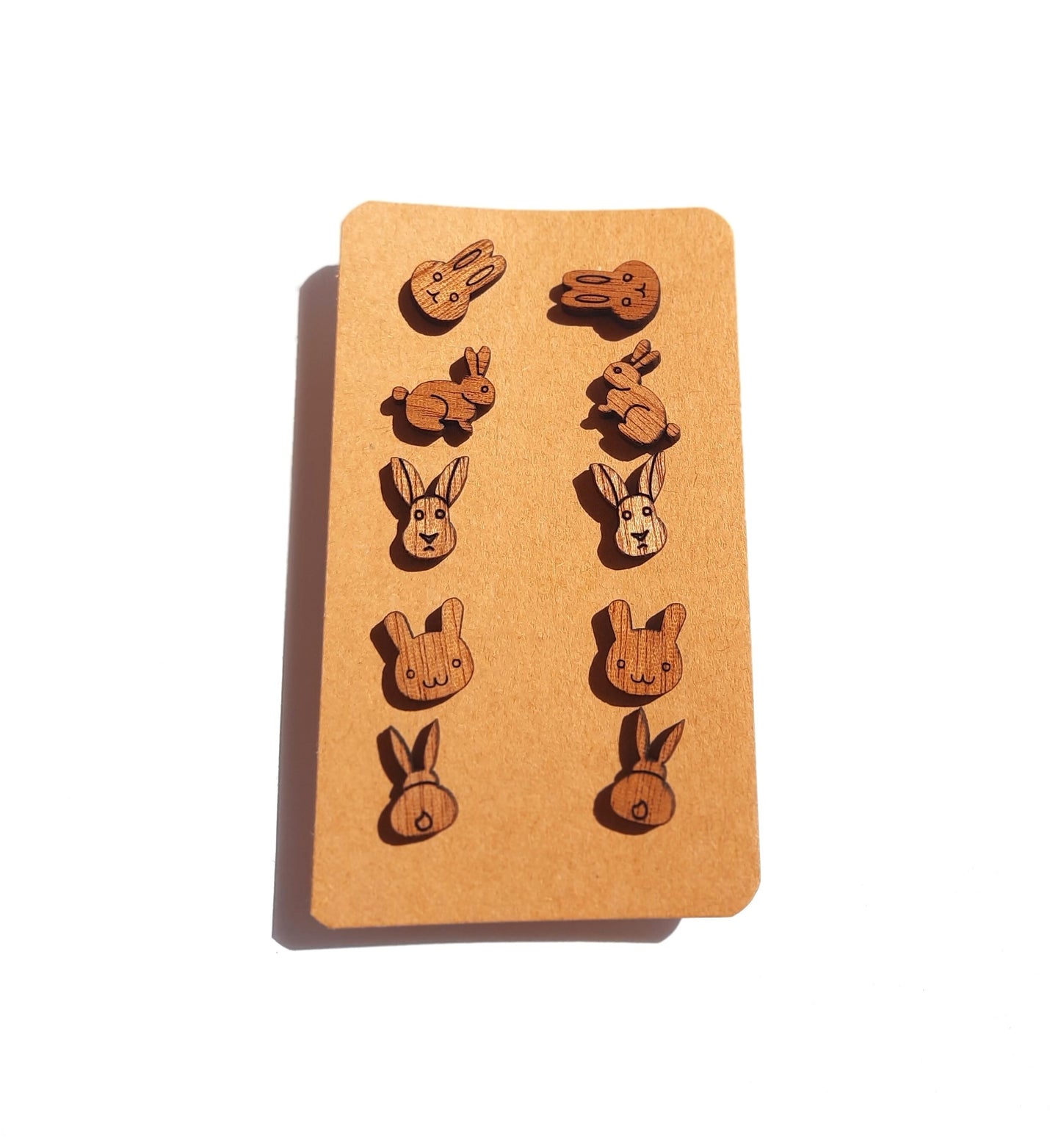 Ohrstecker Hase Kaninchen Holz Ohrringe Kawaii Comic Stecker nach Wahl