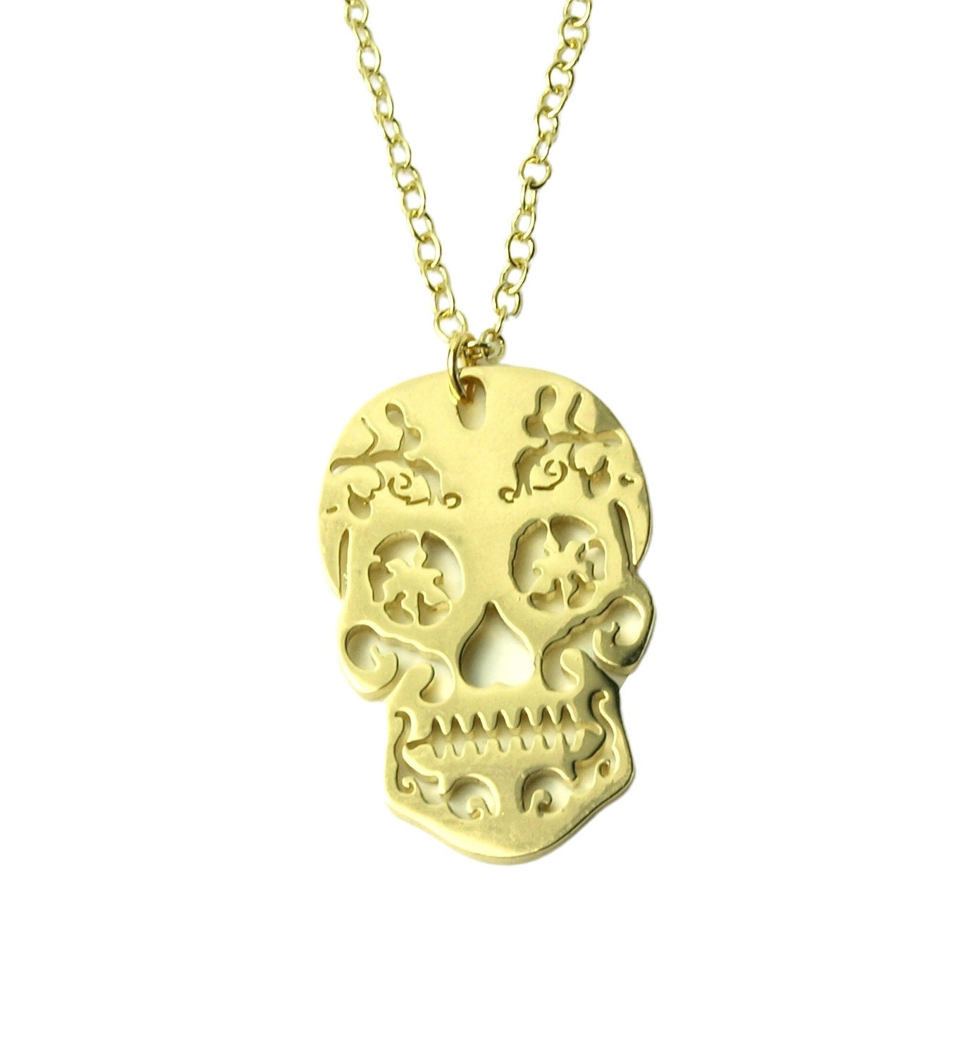 Kette Calavera Sugar Skull Totenkopf verziert Farbe nach Wahl