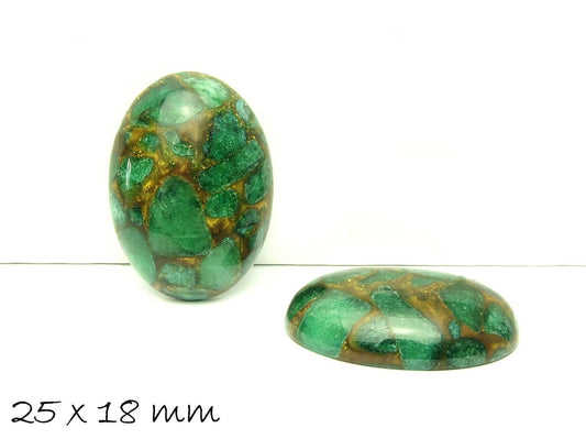 1 Stück synthetischer Cabochon bestehend aus Jade 25 x 18 mm, grün