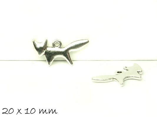 4 Stück Anhänger Fuchs, in silber, 20 x 10 mm