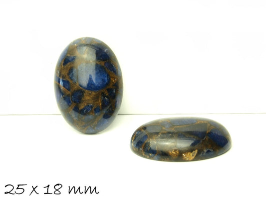 1 Stück synthetischer Cabochon bestehend aus Jade 25 x 18 mm, blau