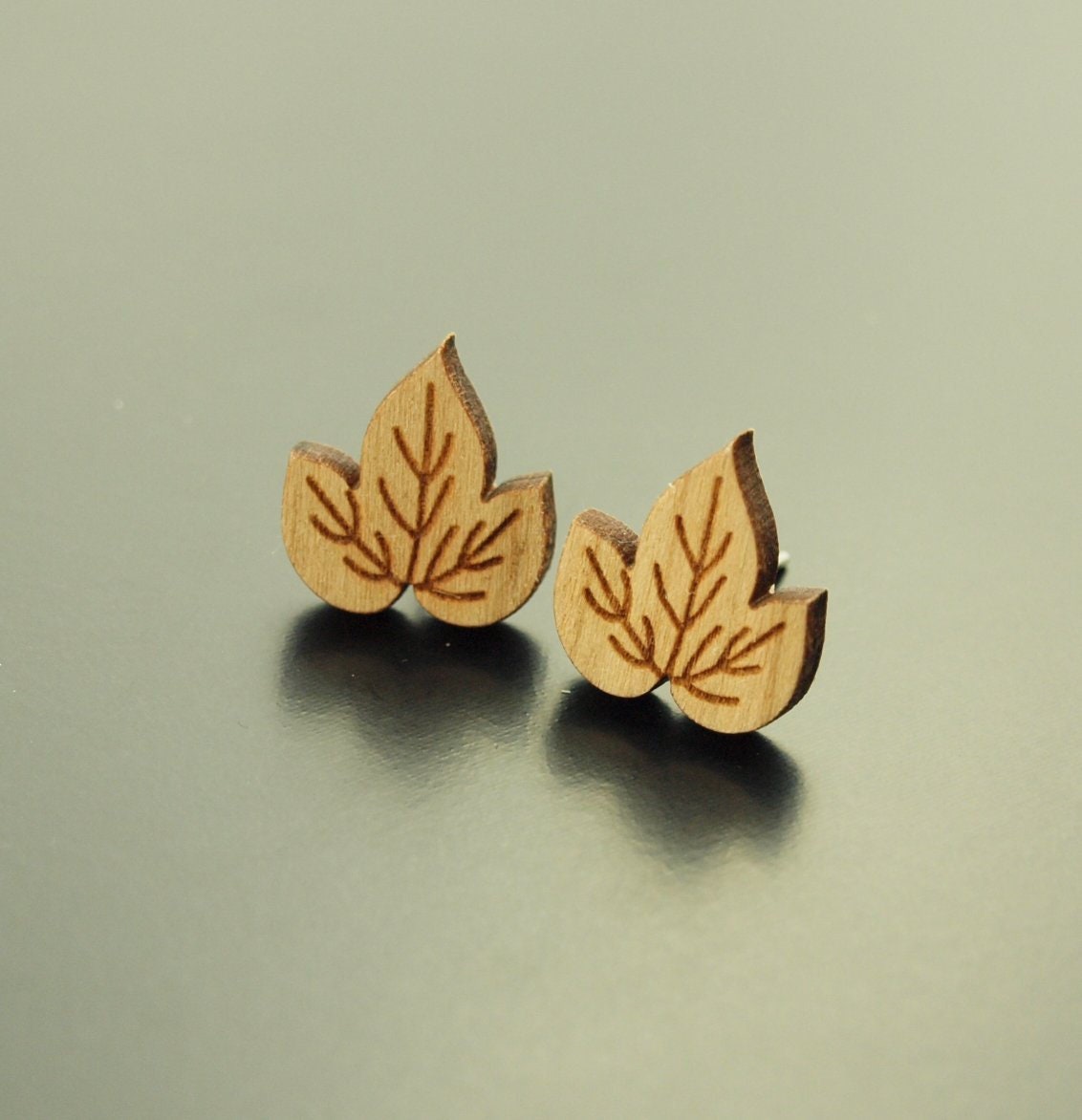 Ohrstecker Blatt Pflanze Holz Ohrringe Stecker