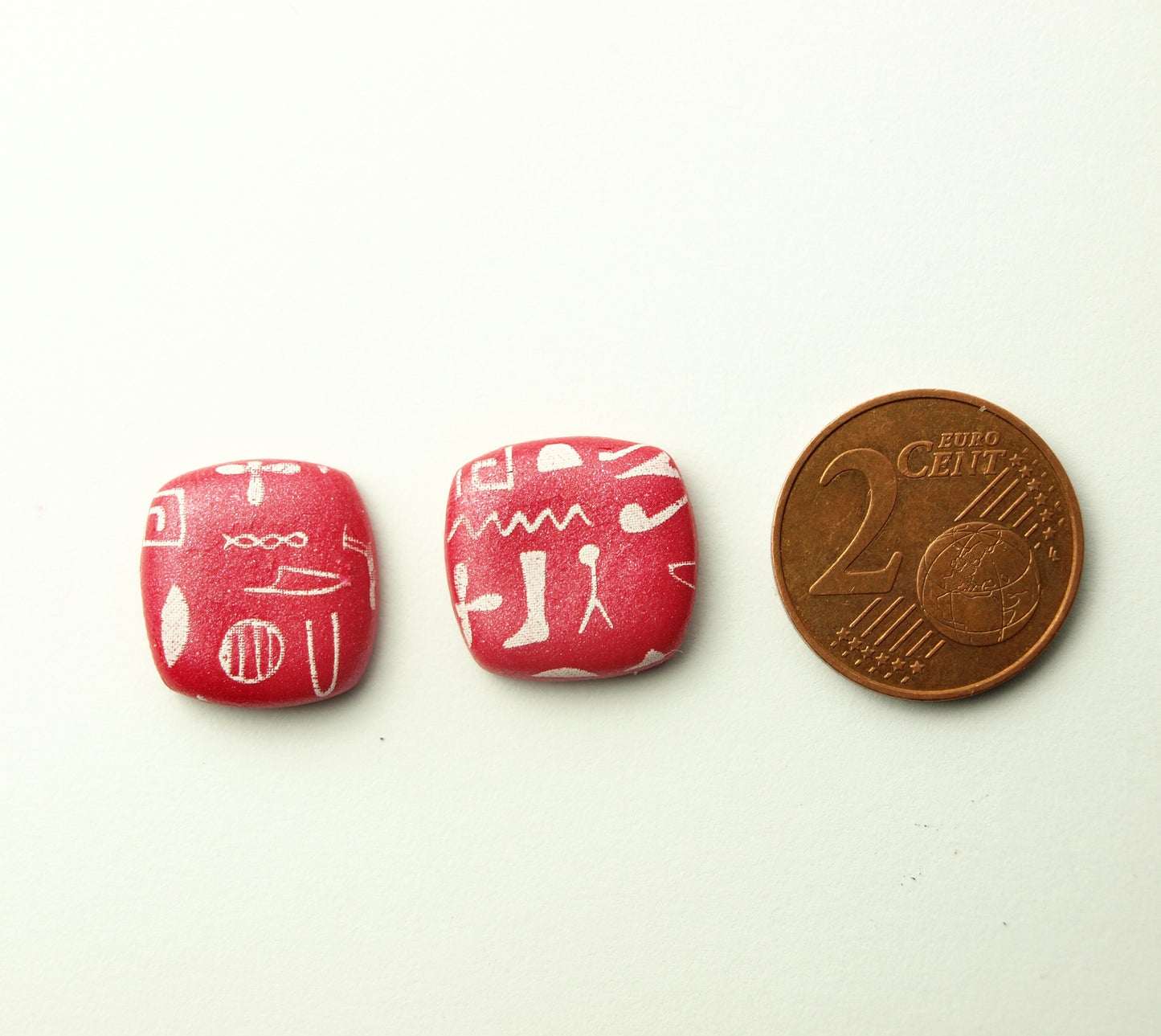 Ohrstecker Retro Muster rot weiß Polymer Clay Fimo Ohrringe Stecker nach Wahl