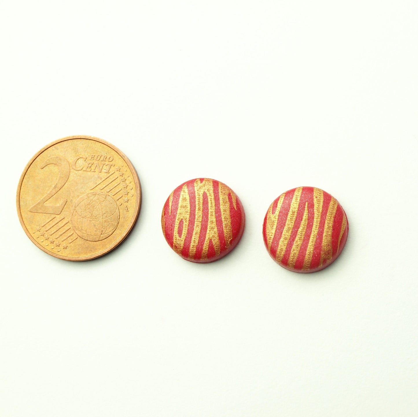 Ohrstecker Retro Muster Streifen Flecken rot gold Polymer Clay Fimo Ohrringe Stecker nach Wahl