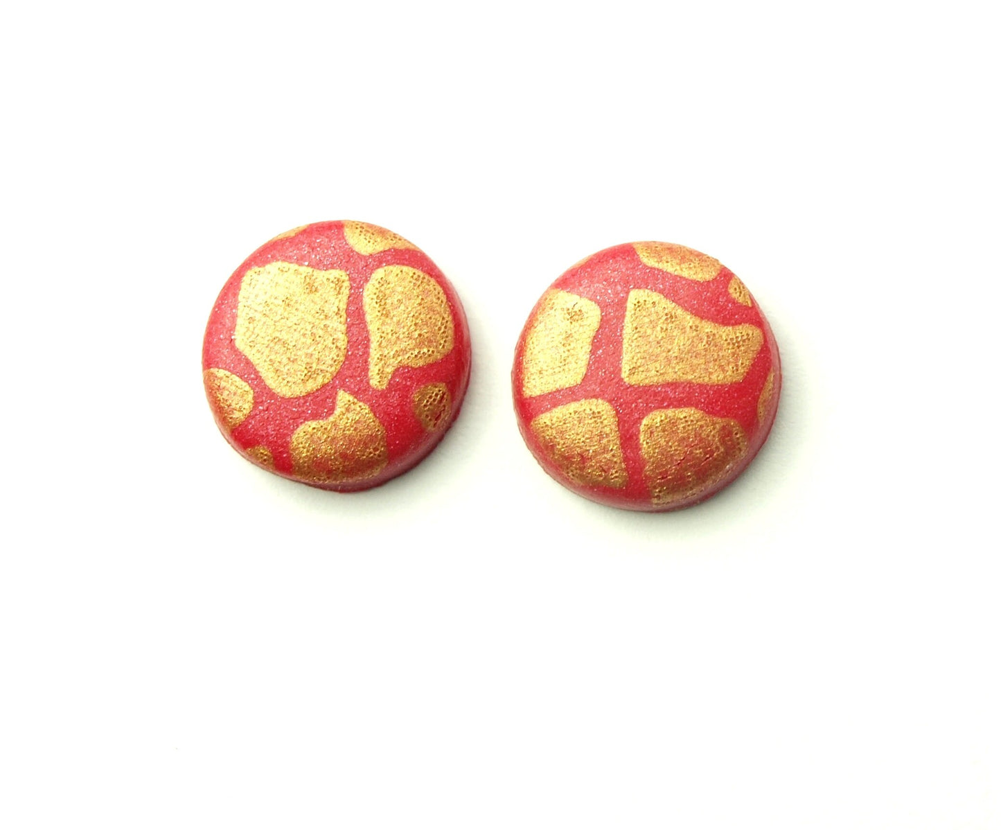 Ohrstecker Retro Muster Streifen Flecken rot gold Polymer Clay Fimo Ohrringe Stecker nach Wahl