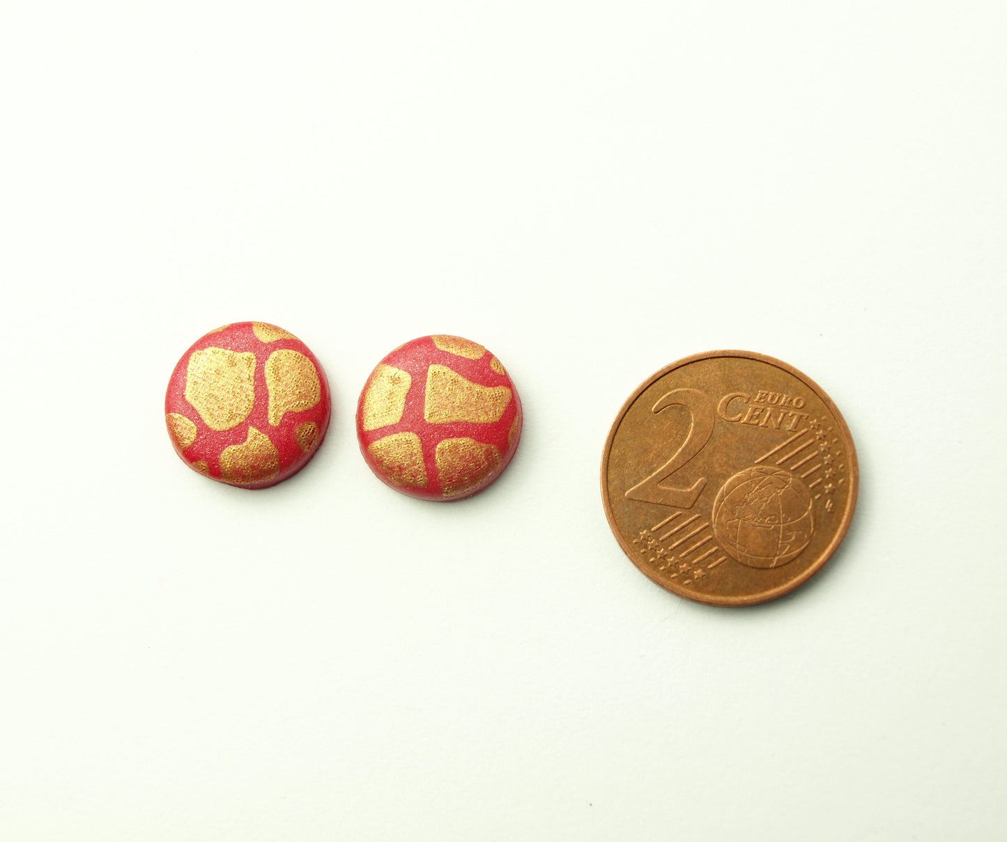 Ohrstecker Retro Muster Streifen Flecken rot gold Polymer Clay Fimo Ohrringe Stecker nach Wahl