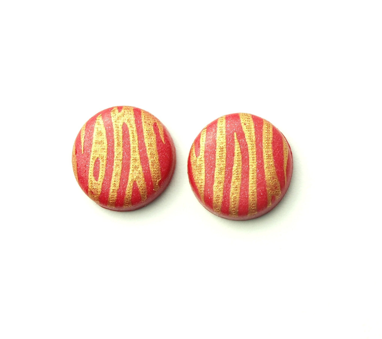 Ohrstecker Retro Muster Streifen Flecken rot gold Polymer Clay Fimo Ohrringe Stecker nach Wahl