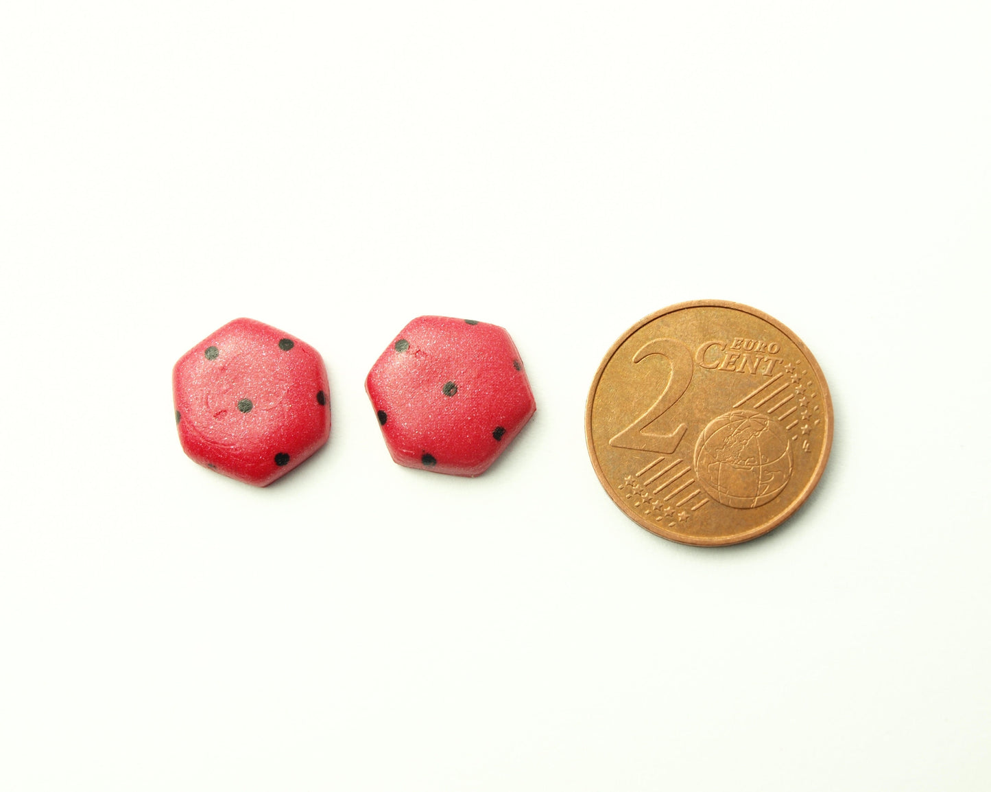 Ohrstecker Retro Muster Punkte Polka Dots rot schwarz Clay Ohrringe Stecker nach Wahl