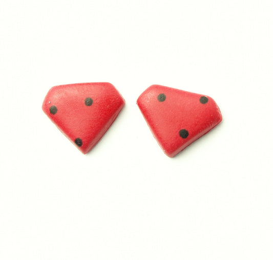 Ohrstecker Retro Muster Punkte Polka Dots rot schwarz Clay Ohrringe Stecker nach Wahl