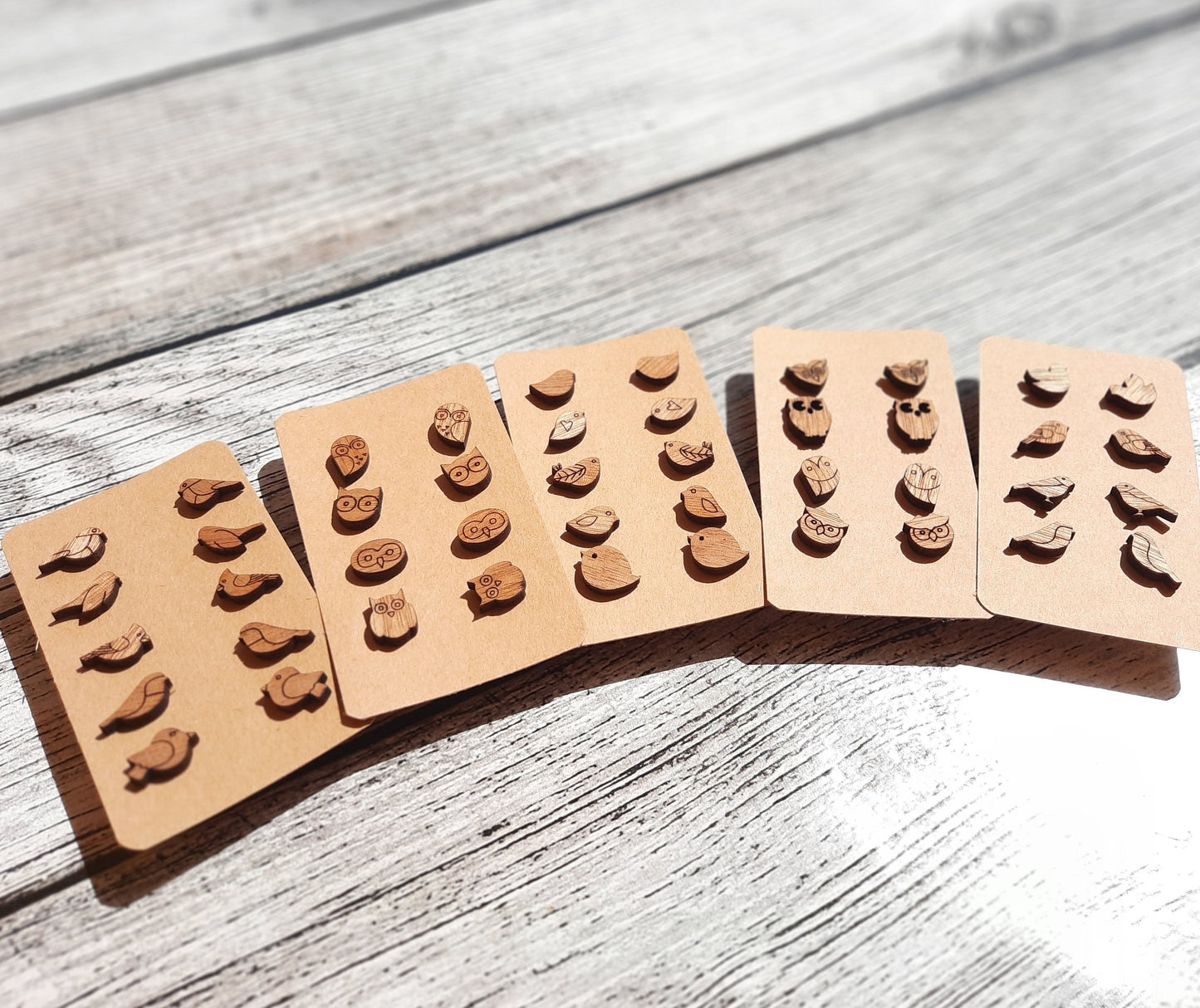 Ohrstecker Vögel Spatz Meise Holz Ohrringe Stecker nach Wahl