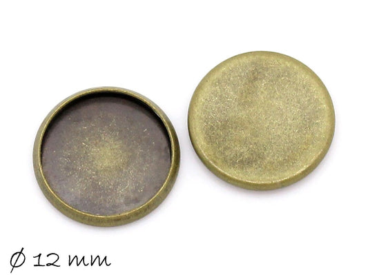 10 Stück Fassungen für Cabochons, Deckel, bronze, Ø 12 mm