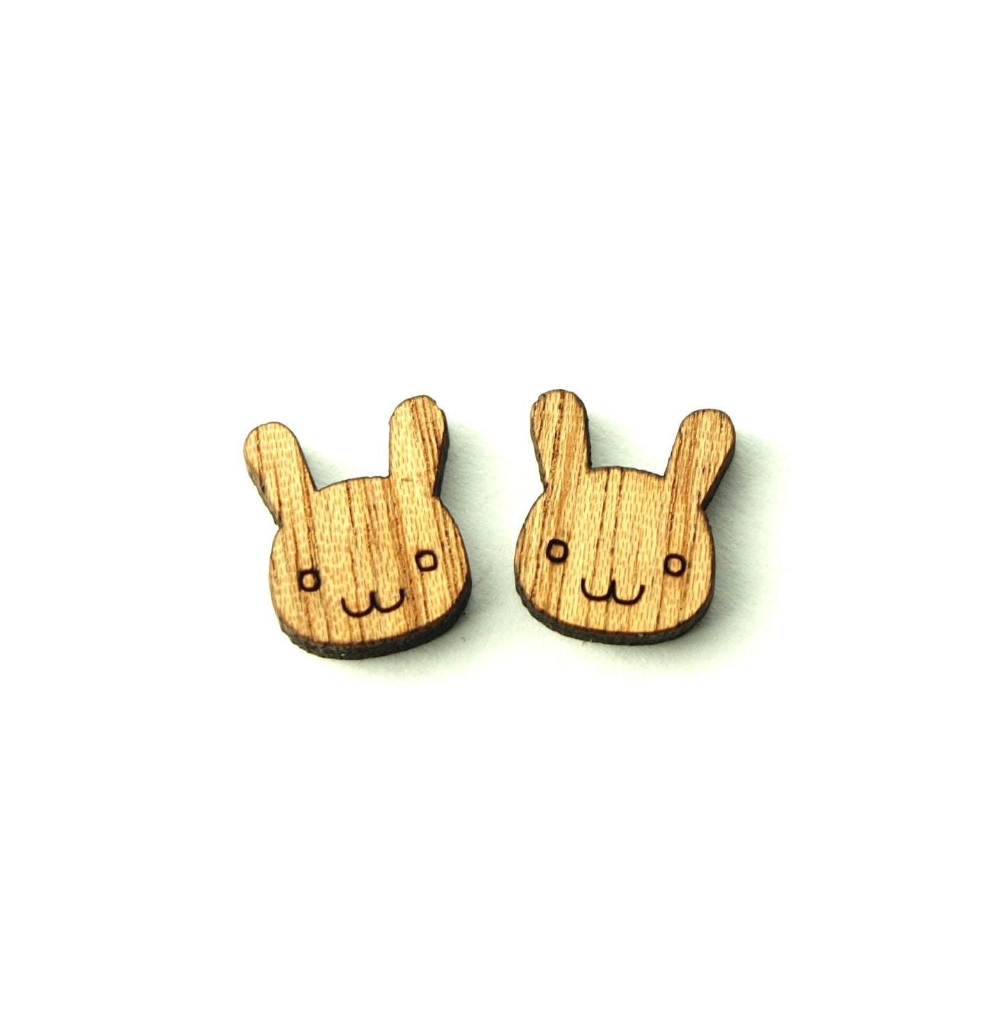 Ohrstecker Hase Kaninchen Holz Ohrringe Kawaii Comic Stecker nach Wahl