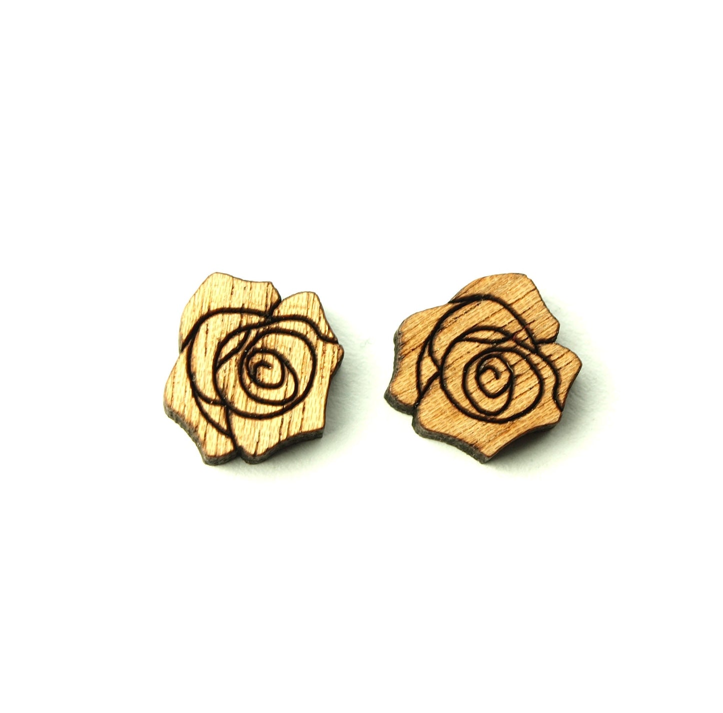 Ohrstecker Blume Blüte Rose Holz Ohrringe Stecker nach Wahl