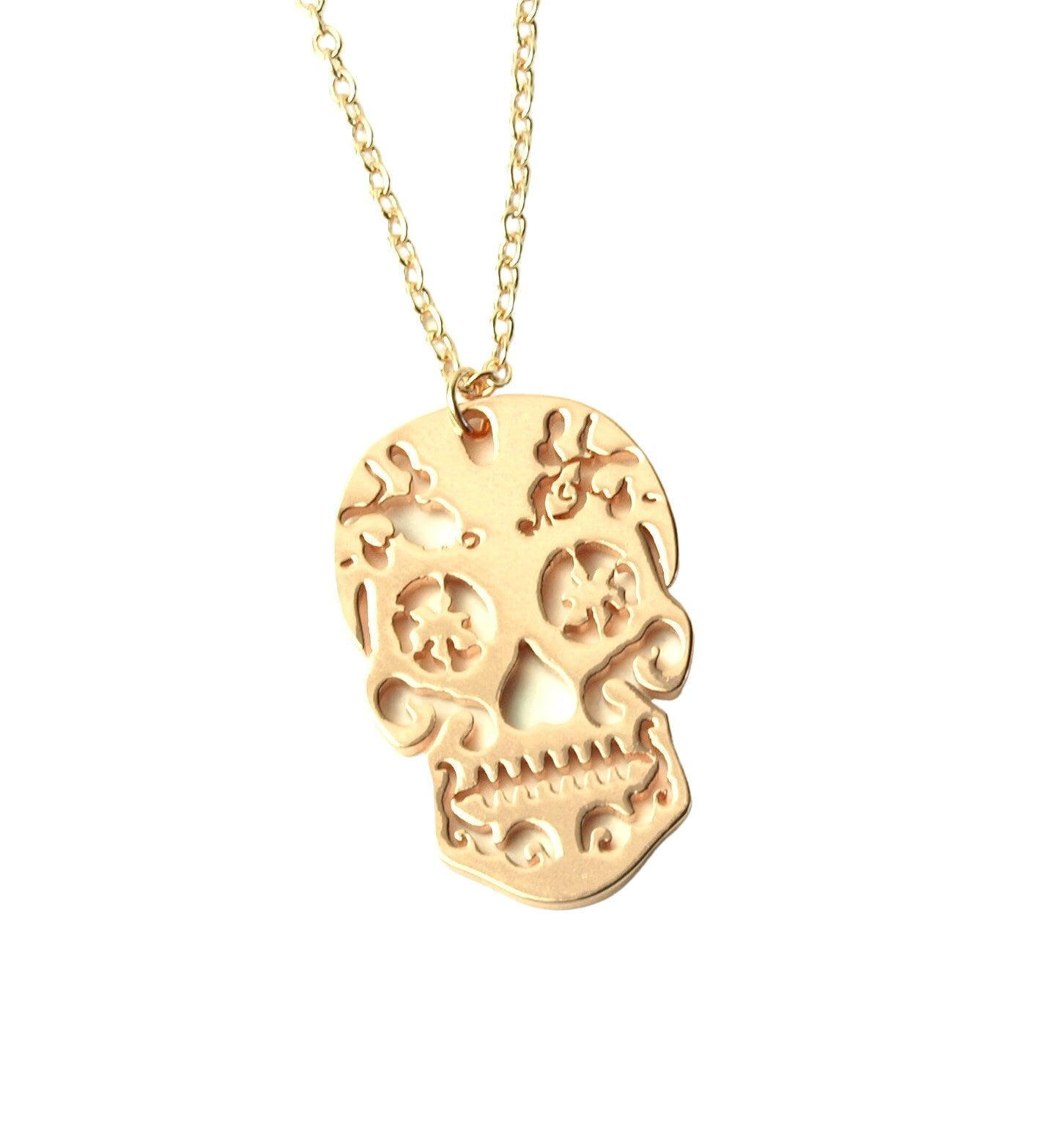 Kette Calavera Sugar Skull Totenkopf verziert Farbe nach Wahl