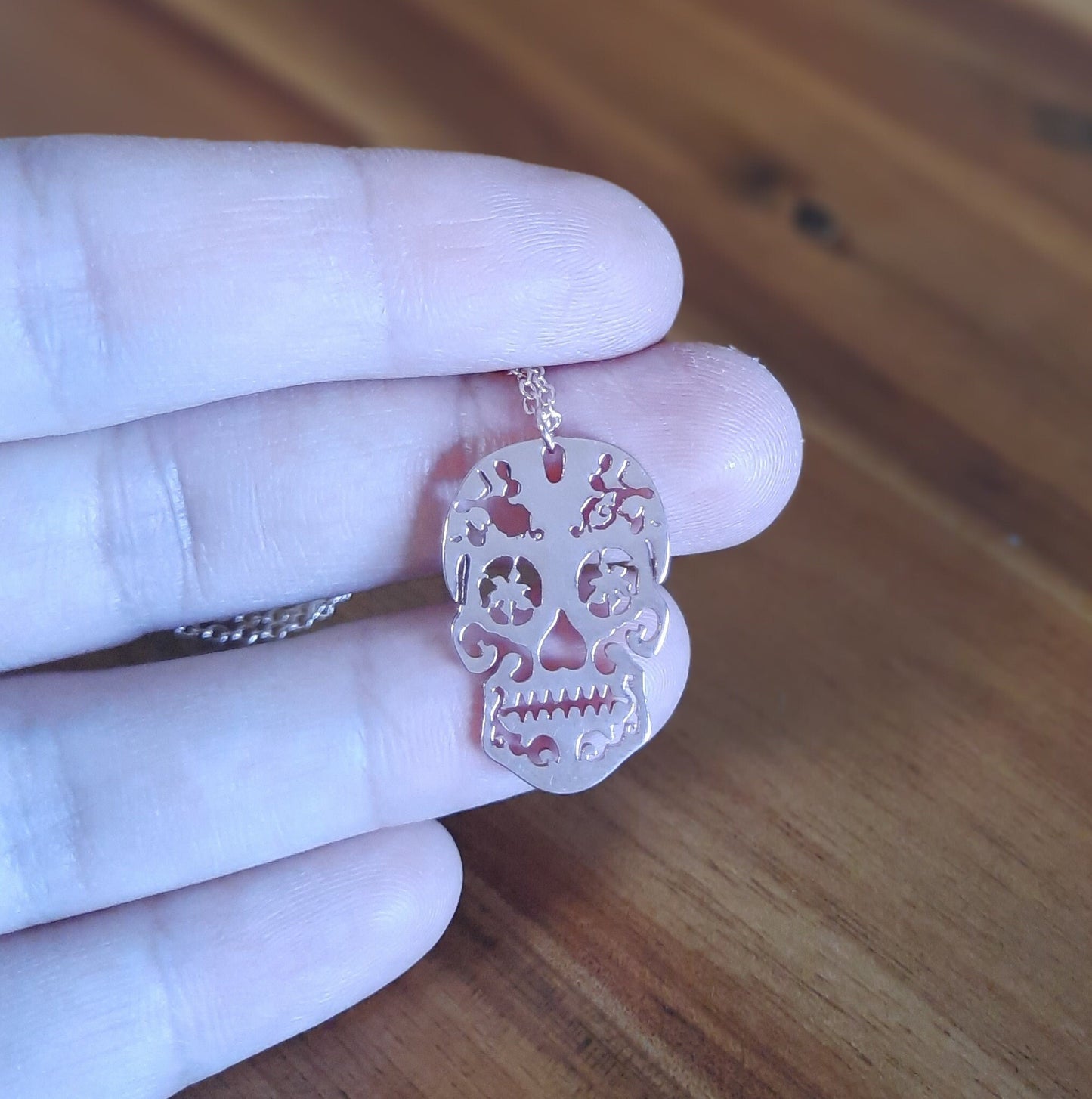 Kette Calavera Sugar Skull Totenkopf verziert Farbe nach Wahl