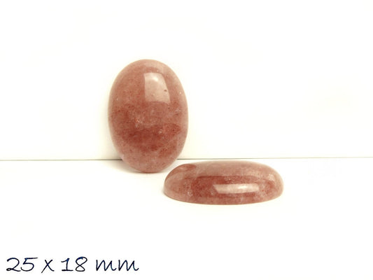 1 Stück ovaler Edelstein Cabochon,  Erdbeerquarz, oval, 25 x 18 mm