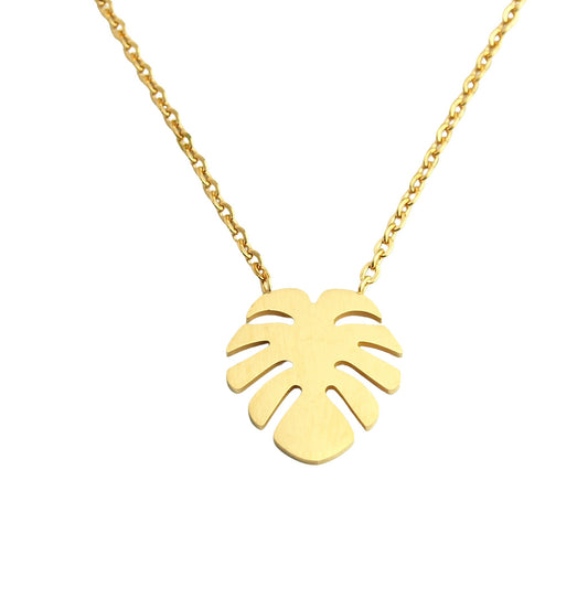 Kette Edelstahl Monstera Palme Blatt Anhänger rosé golden