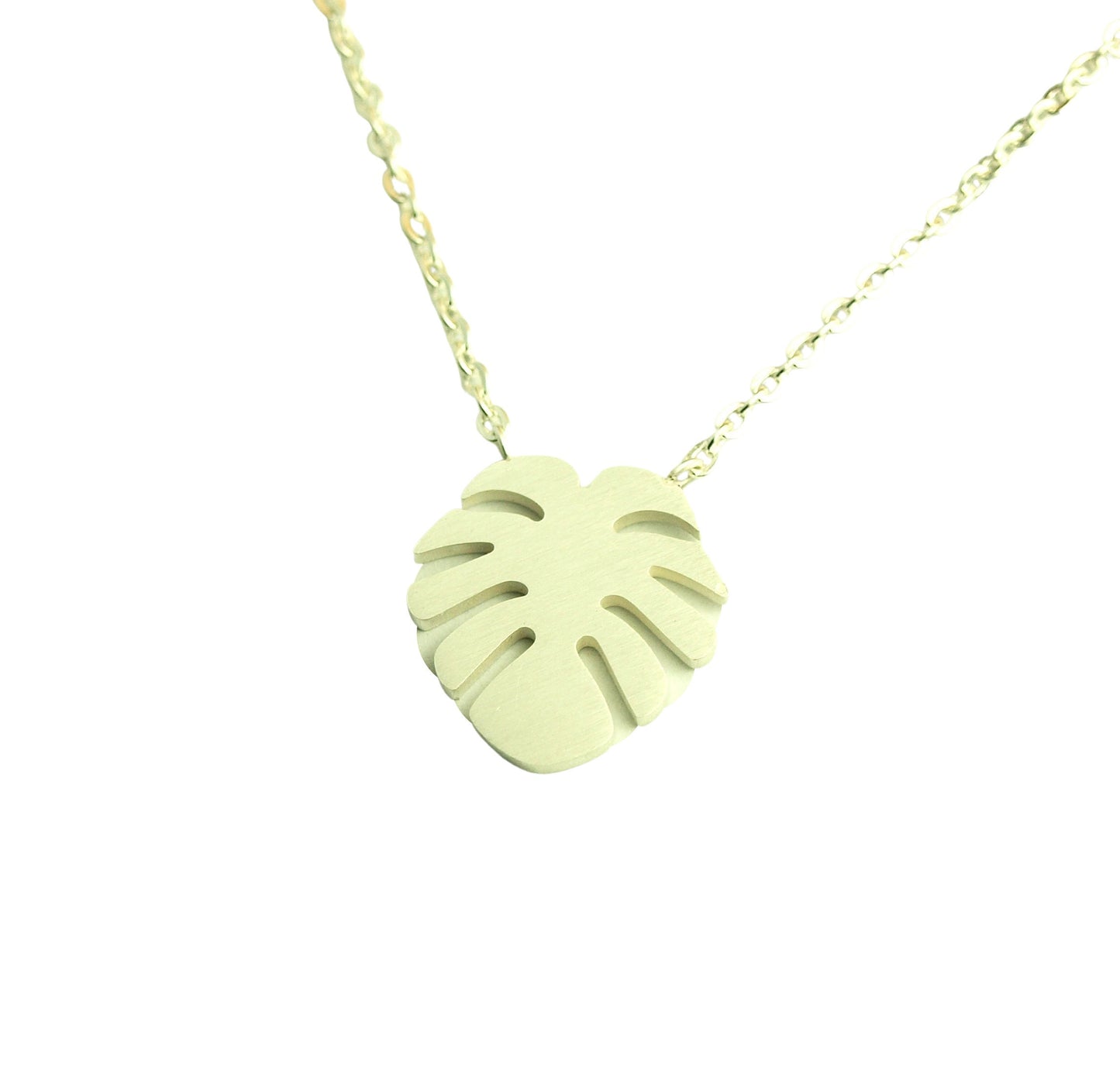 Kette Edelstahl Monstera Palme Blatt Anhänger silbern