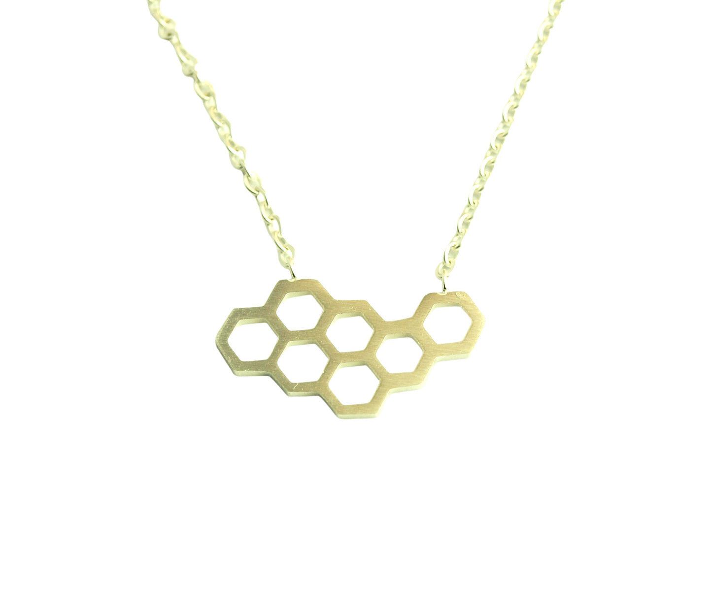 Kette Bienenwabe Hexagon Wabe Edelstahl Anhänger silbern