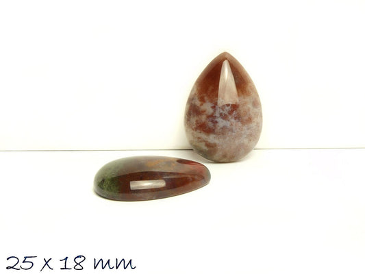 1 Stück Edelstein tropfenförmiger Edelstein Cabochon, Indischer Achat, 25 x 18 mm