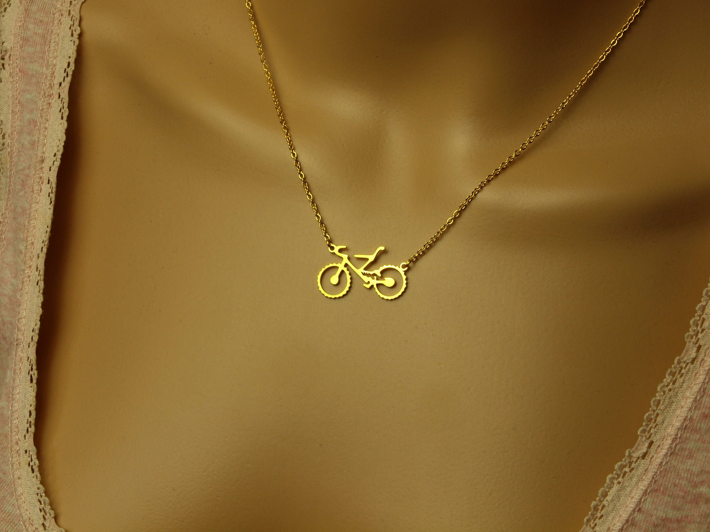 Kette Fahrrad Rad fahren Sport Edelstahl Anhänger golden