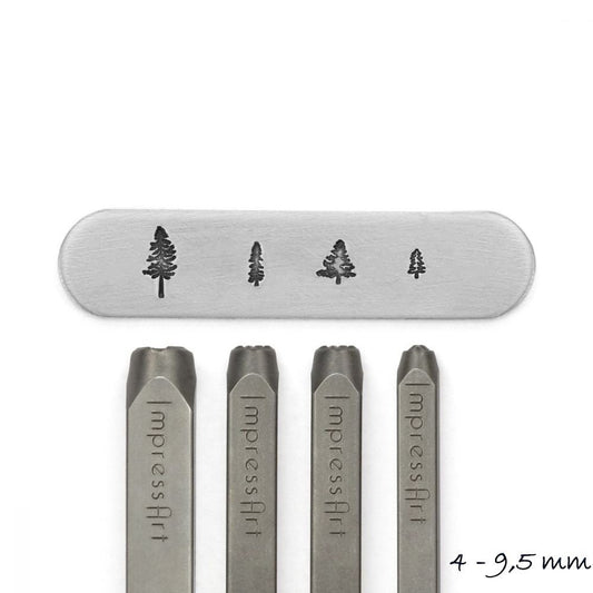 4 Stück Stempel Set Bäume, Impressart 4 - 9,5 mm